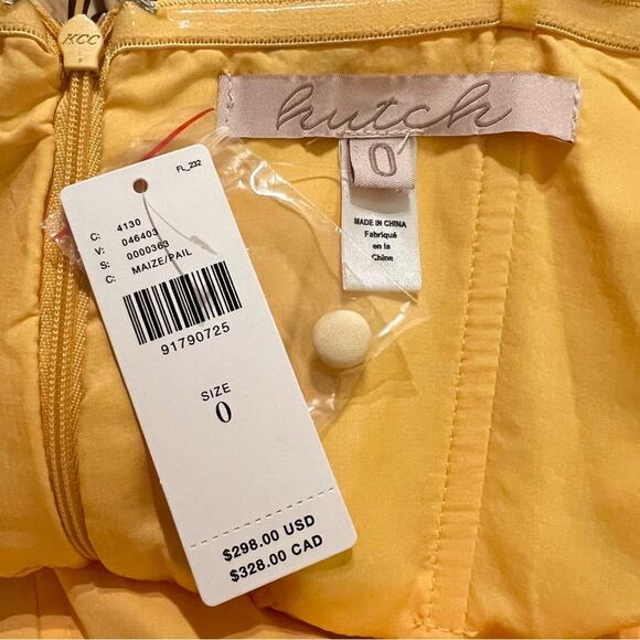 HUTCH Floral Halter Maxi Dress Maize Yellow Adjustable Neck Ruffle Slit 0 NEW - Picture 10 of 14